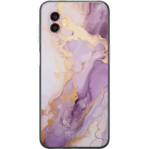 Samsung Galaxy Xcover6 Pro Läpinäkyvä kuori Marmori Violetti Kulta