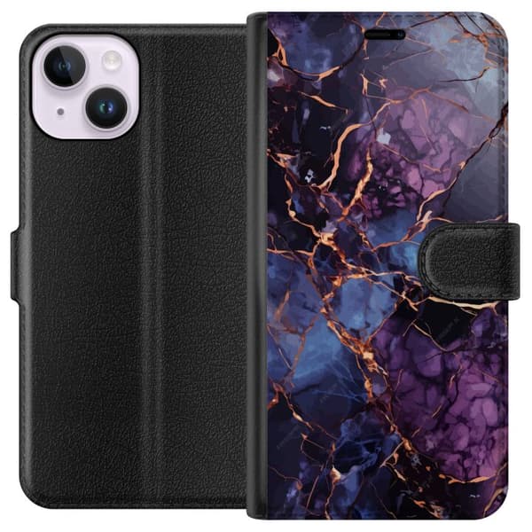 Apple iPhone 14 Lompakkokotelo Marmori Sininen Violetti