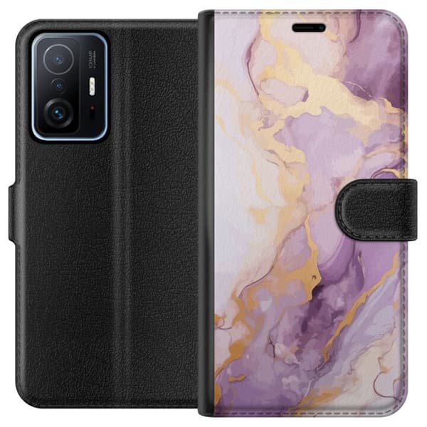 Xiaomi 11T Lompakkokotelo Marmori Violetti Kulta