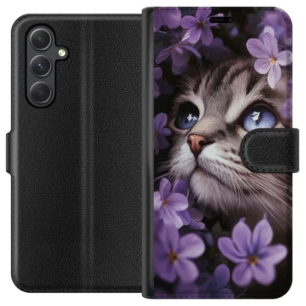 Samsung Galaxy A05s Lommeboketui Katt og blomster