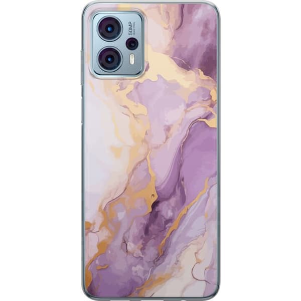 Motorola Moto G23 Läpinäkyvä kuori Marmori Violetti Kulta