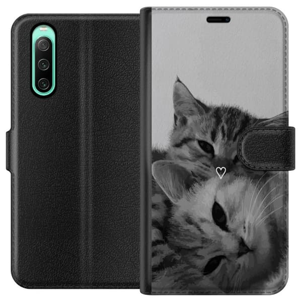 Sony Xperia 10 IV Lompakkokotelo Kissan Sydän