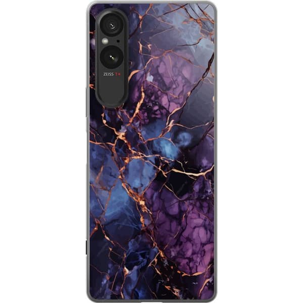 Sony Xperia 10 VI Läpinäkyvä kuori Marmori Sininen Violetti
