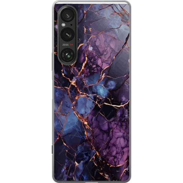 Sony Xperia 1 V Gennemsigtig cover Marmor Blå Lilla