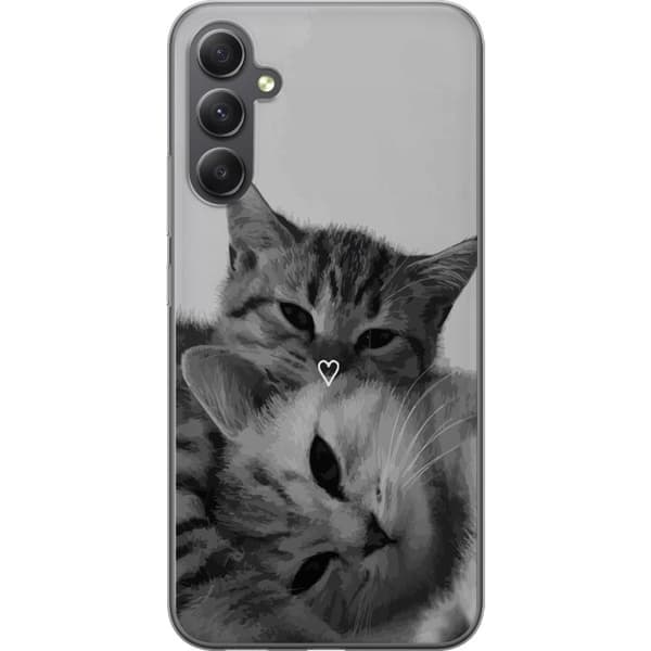 Samsung Galaxy A15 5G Genomskinligt Skal Katt Hjärta