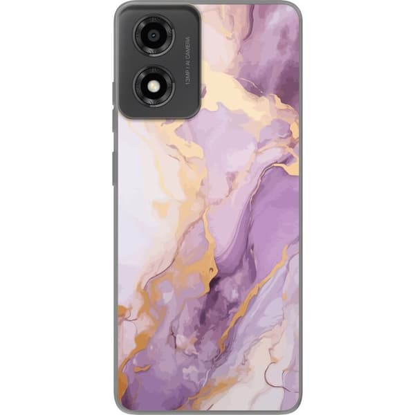 Motorola Moto E14 Läpinäkyvä kuori Marmori Violetti Kulta