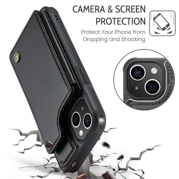 CaseMe Stöttåligt Skal Korthållare Stativ 4-Fack iPhone 16 Svart