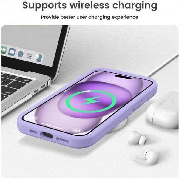 iPhone 16 Gummibelagt Skal med Kameraskydd Liquid V2 - Lila