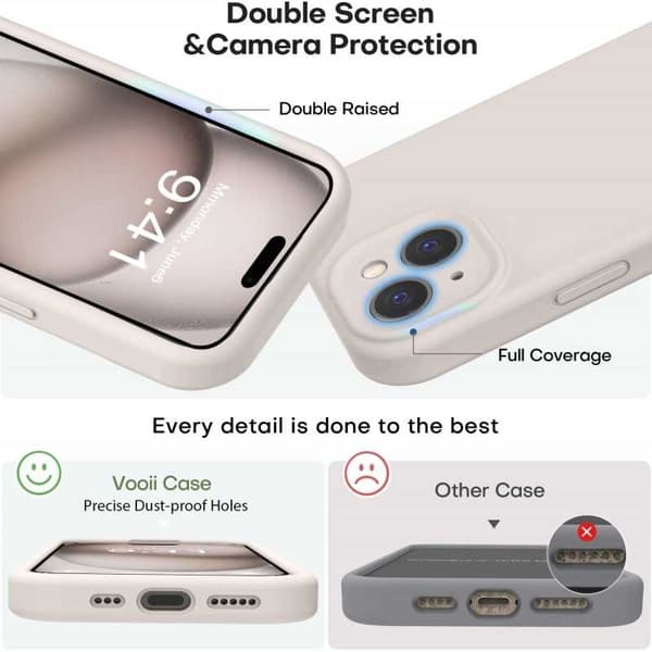 iPhone 16 Gummibelagt Skal med Kameraskydd Liquid V2 - Retro White