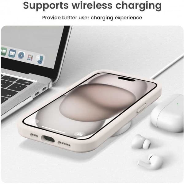 iPhone 16 Gummibelagt Skal med Kameraskydd Liquid V2 - Retro White