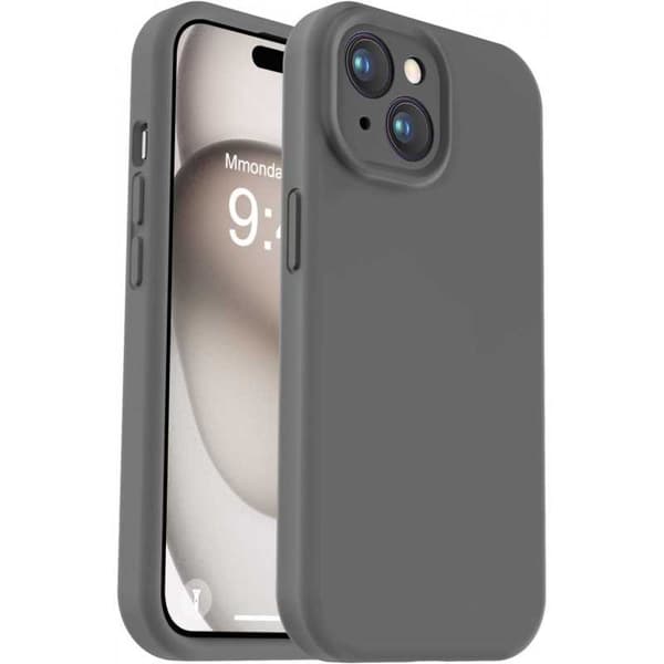 iPhone 16 Gummibelagt Skal med Kameraskydd Liquid V2 - Grå