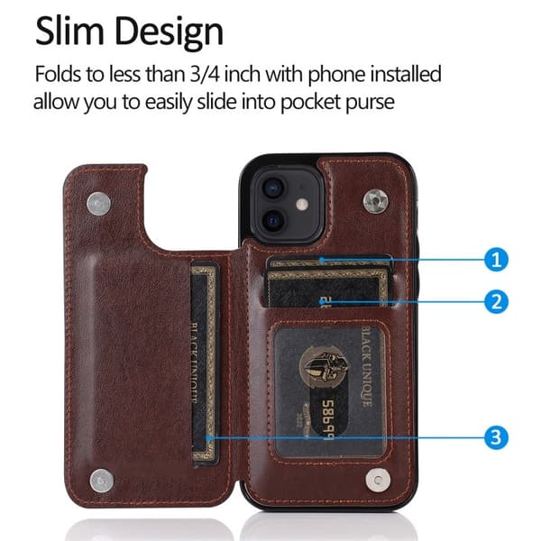 iPhone 12 Mini Stöttåligt Skal Korthållare 3-FACK Flippr V2 - Lila