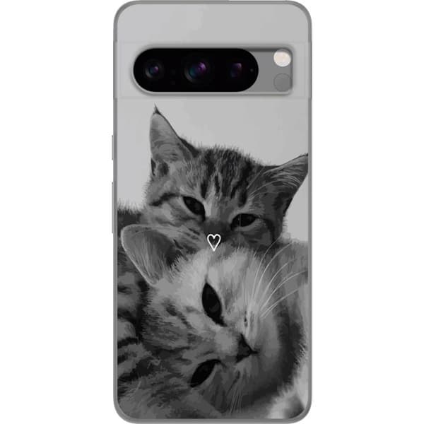 Google Pixel 8 Pro Läpinäkyvä kuori Kissan Sydän