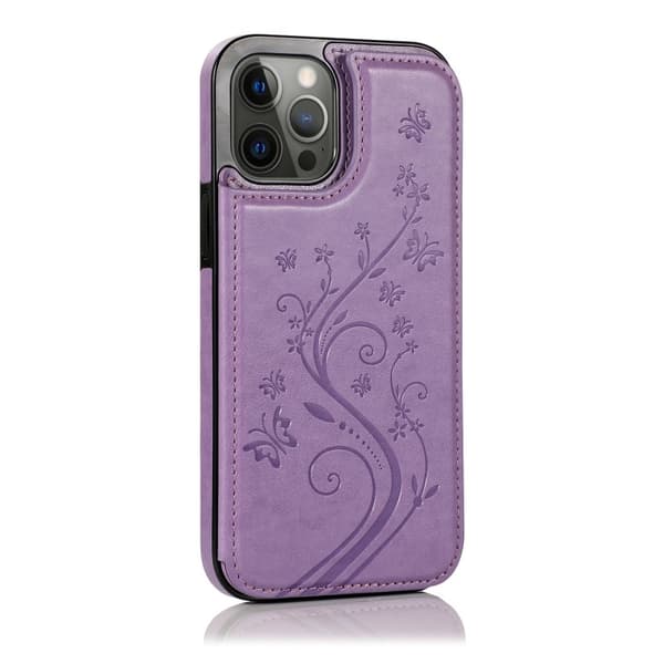 iPhone 12 / 12 Pro Stöttåligt Skal Korthållare 3-FACK Flippr V2 - Lila
