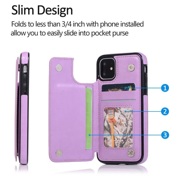 iPhone 11 Stöttåligt Skal Korthållare 3-FACK Flippr V2 - Lila