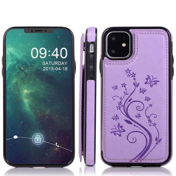 iPhone 11 Stöttåligt Skal Korthållare 3-FACK Flippr V2 - Lila