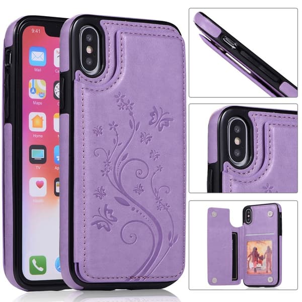 iPhone XS Max Stöttåligt Skal Korthållare 3-FACK Flippr V2 - Lila