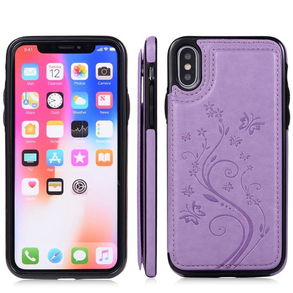 iPhone XS Max Stöttåligt Skal Korthållare 3-FACK Flippr V2 - Lila