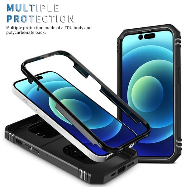 iPhone 15 Pro Max Hybridskal med Ringhållare & Kameraskydd - Svart