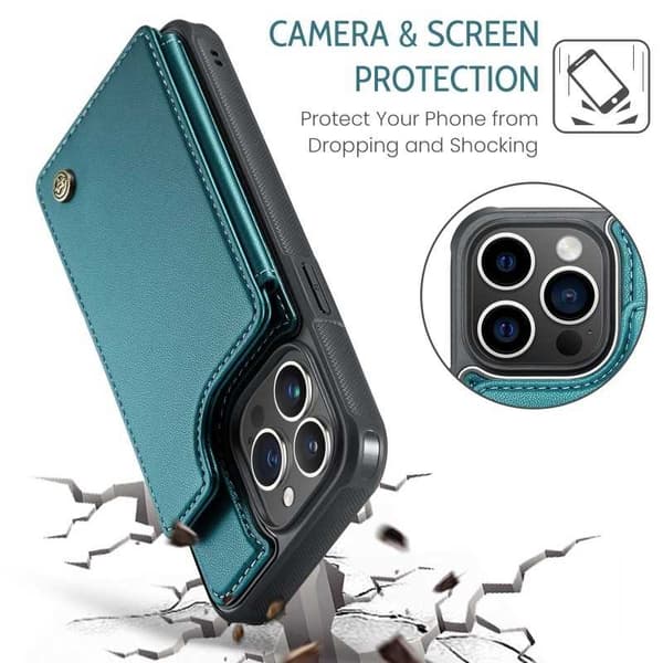 CaseMe Stöttåligt Skal Korthållare Stativ 4-Fack iPhone 16 Pro Max Grön