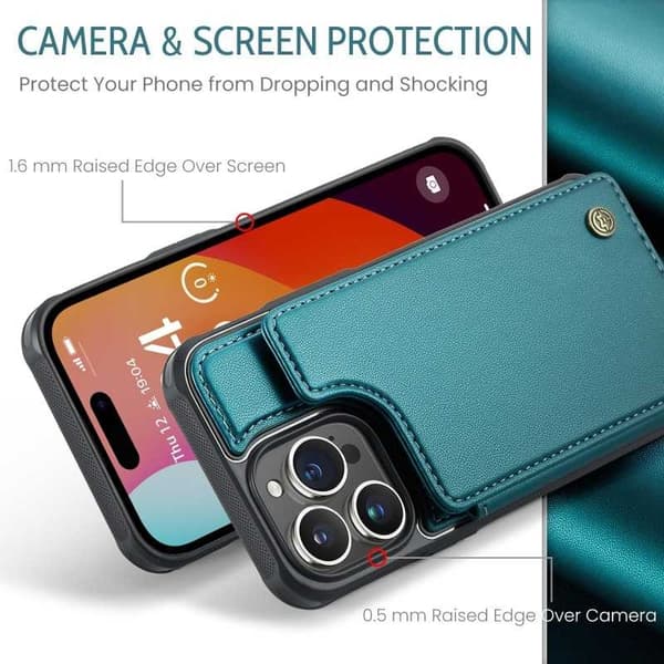 CaseMe Stöttåligt Skal Korthållare Stativ 4-Fack iPhone 16 Pro Max Grön