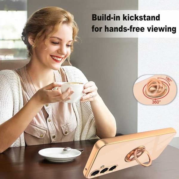 Samsung S24 FE Elegant & Stöttåligt Skal med Ringhållare Flawless - Roseguld