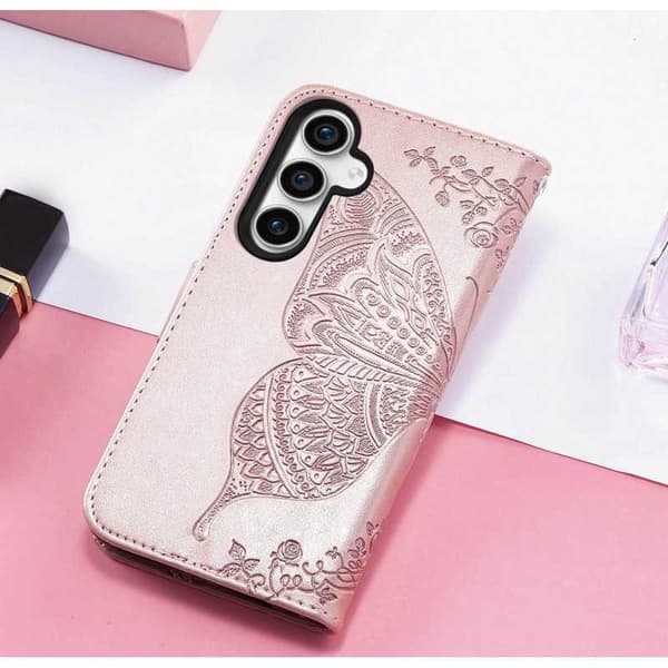 Samsung S24 FE Plånboksfodral PU-Läder 4-FACK Motiv Fjäril