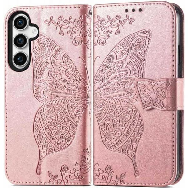 Samsung S24 FE Plånboksfodral PU-Läder 4-FACK Motiv Fjäril