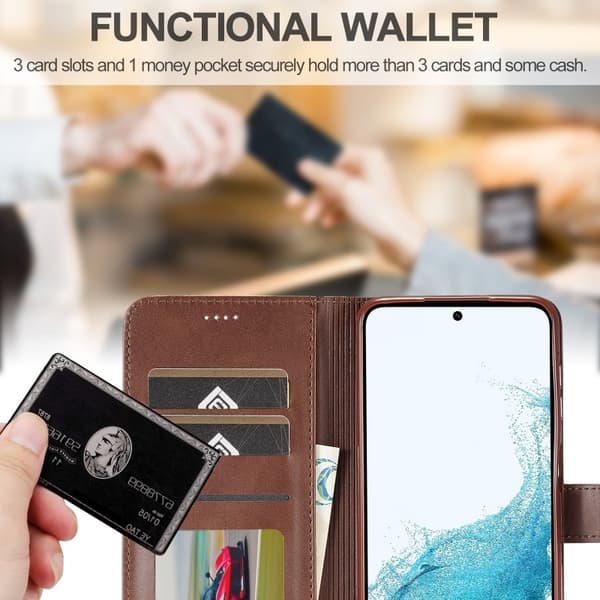 LC.IMEEKE Plånboksfodral Samsung S24 FE - Mörkbrun