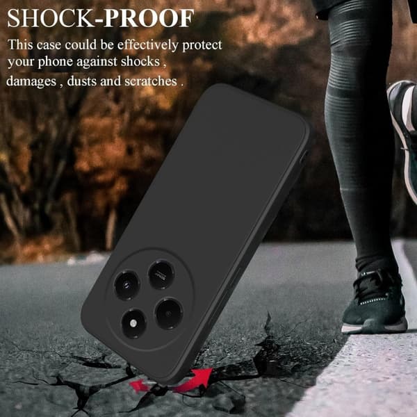 Xiaomi Redmi 14C Gummibelagd Mattsvart Silikon Skal Kameraskydd Liquid - Svart