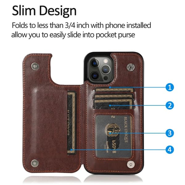 iPhone 13 Pro Max Stöttåligt Skal Korthållare 3-FACK Flippr V2 - Lila