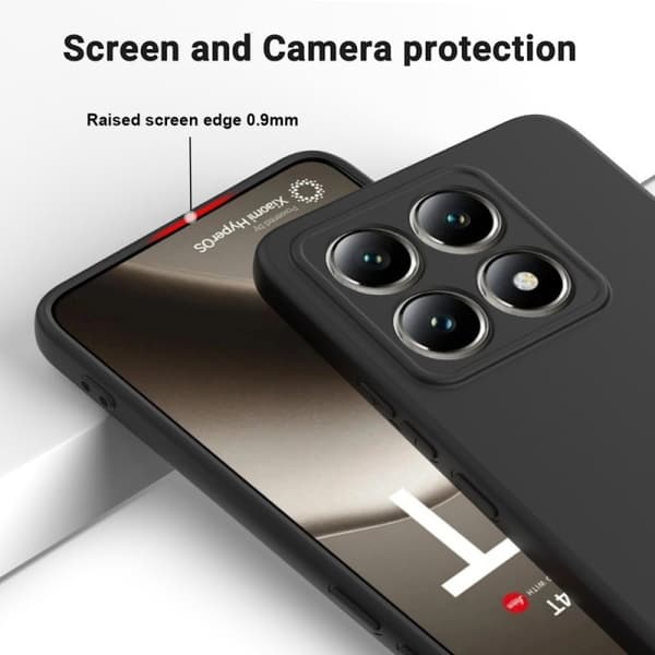 Xiaomi 14T Gummibelagd Mattsvart Silikon Skal Kameraskydd Liquid - Svart