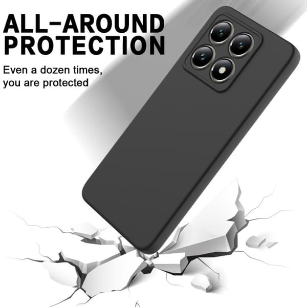 Xiaomi 14T Gummibelagd Mattsvart Silikon Skal Kameraskydd Liquid - Svart
