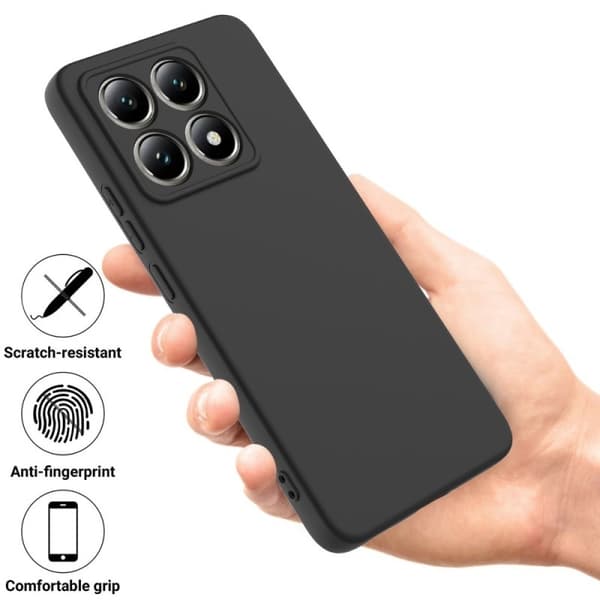 Xiaomi 14T Gummibelagd Mattsvart Silikon Skal Kameraskydd Liquid - Svart
