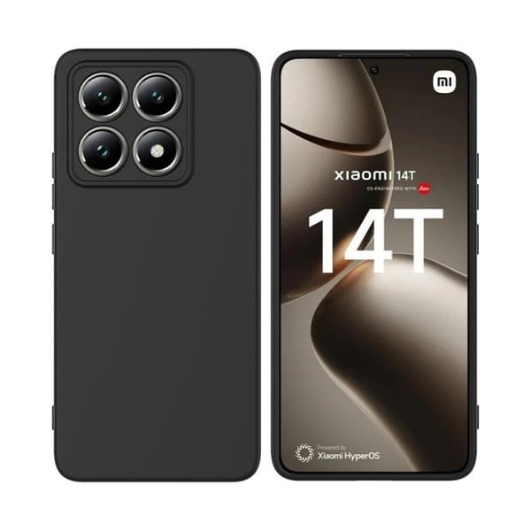 Xiaomi 14T Gummibelagd Mattsvart Silikon Skal Kameraskydd Liquid - Svart