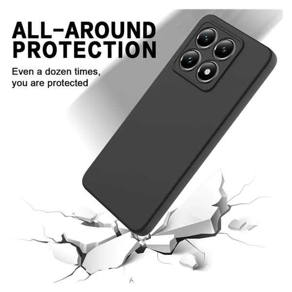 Xiaomi 14T Pro Gummibelagd Mattsvart Silikon Skal Kameraskydd Liquid - Svart