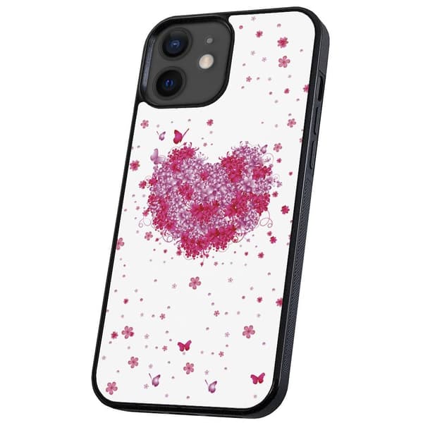 iPhone 12 Mini - Cover/Mobilcover Blomsterhjerte