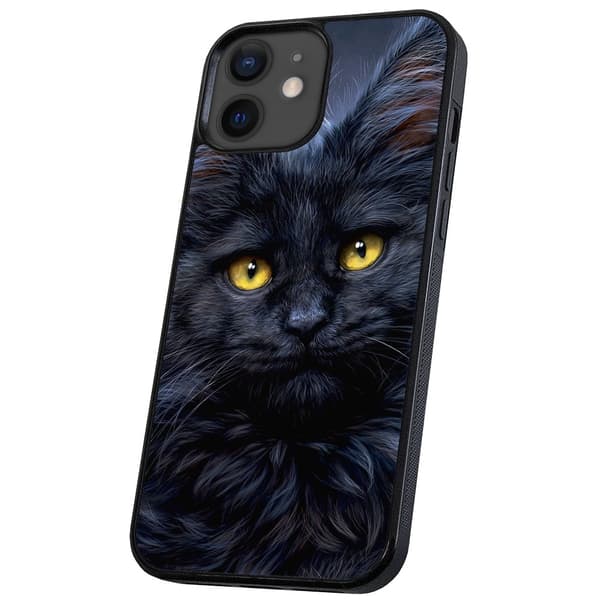 iPhone 12 Mini - Deksel/Mobildeksel Svart Katt