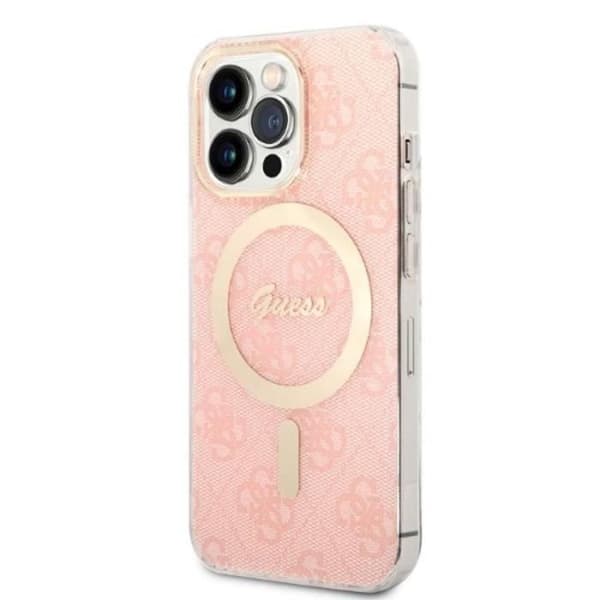 Guess Bundle Pack MagSafe 4G - Skalset för iPhone 13 Pro + MagSafe laddare (Rosa/Guld) - 3666339103026