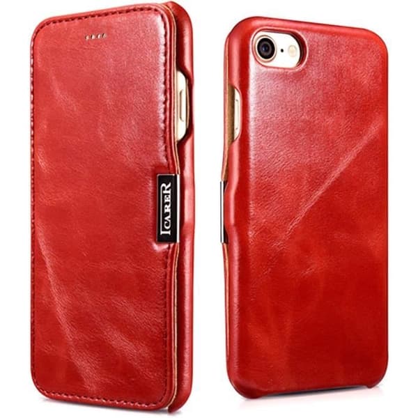 ICARER Ultra tunn skyddande läderfodral med lock för Apple iPhone SE 2022 5G, iPhone SE 2020, iPhone 8, iPhone 7, 4, 7, r