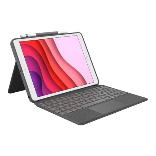 Logitech Combo Touch - tangentbord och foliefodral - med pekdyna - QWERTY - nordiskt (danska/finska/norska/svenska) - oxford-grå Inmatningsenhet