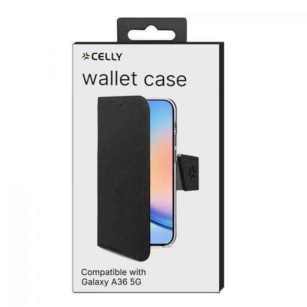 Celly Samsung Galaxy A36 Kotelo Wally Wallet Case Musta