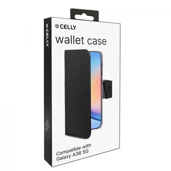 Celly Samsung Galaxy A36 Kotelo Wally Wallet Case Musta