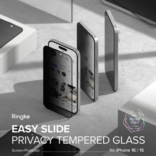 Coque för iPhone 16 Pro (set av 2) - Härdat Glas Ringke Easy Slide - Integritet