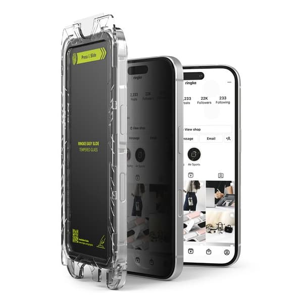 Coque för iPhone 16 Pro (set av 2) - Härdat Glas Ringke Easy Slide - Integritet