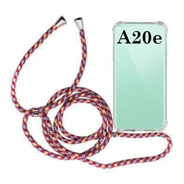 Hängande mobilfodral för Samsung Galaxy A20e Rope Red Burgundy and Blue