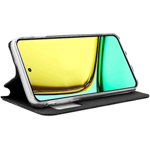 Cool Flip Cover-fodral till Realme C67 - COOL - Vanligt svart - Imiterat läder - Mjukt - Flik
