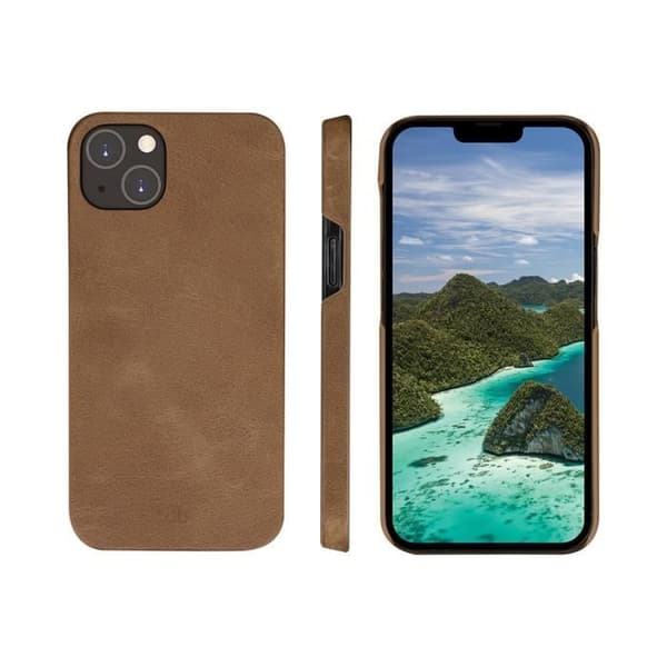 iPhone 14 Plus Lynge Etui i Läder DBRAMANTE1928 - Brun - 2 i 1 - Kortficka