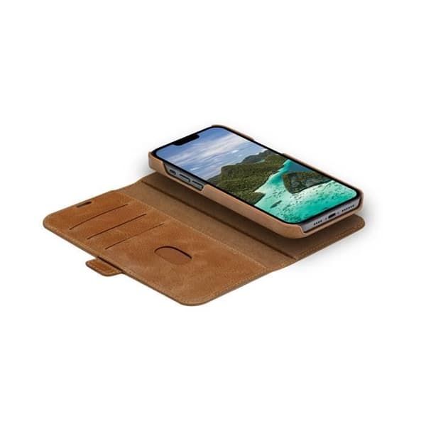 iPhone 14 Plus Lynge Etui i Läder DBRAMANTE1928 - Brun - 2 i 1 - Kortficka