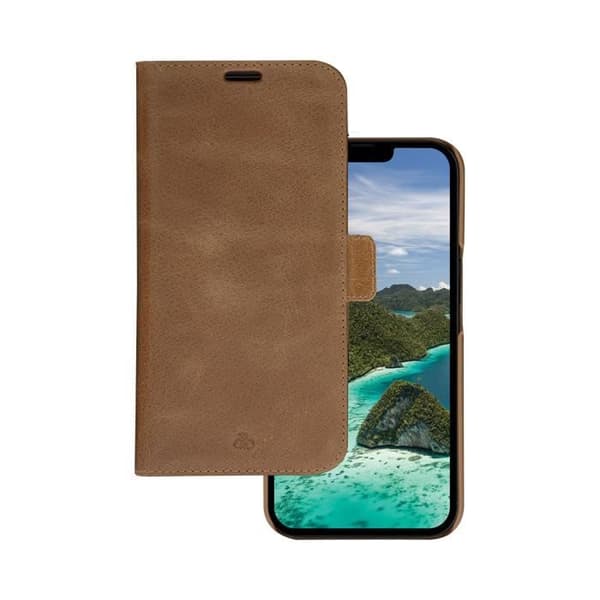 iPhone 14 Plus Lynge Etui i Läder DBRAMANTE1928 - Brun - 2 i 1 - Kortficka